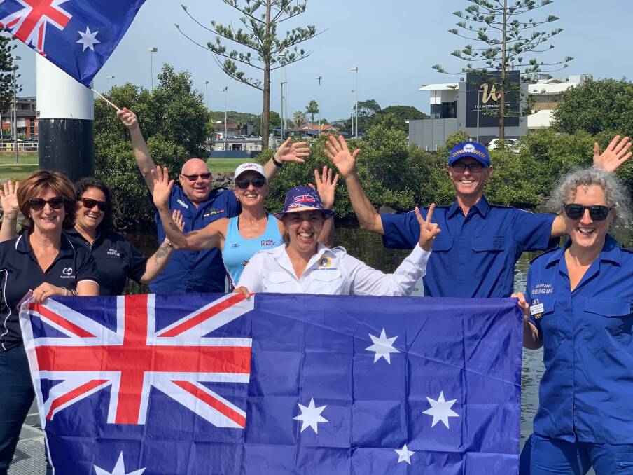 Sense of pride: Jenny Mead, Christi Dunkerton, Greg Davies, Glenys Commings, Elsa Barbosa, Steve Thomas and Ali Cameron-Brown prepare for the Australia Day celebrations.