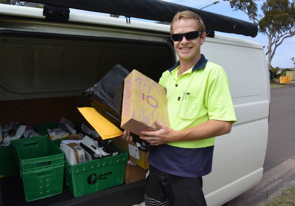 On the road: Australia Post parcel subcontractor Brendan Secombe covers more than 80 kilometres a day delivering parcels.