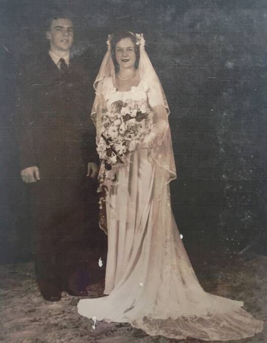 John and Betty Gribble on their wedding day on January 20, 1945.