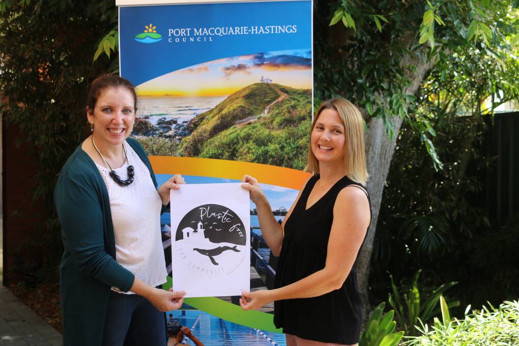 Original design: Port Macquarie-Hastings Council group manager Maria Doherty and winning artist Anna Osborne with the design.