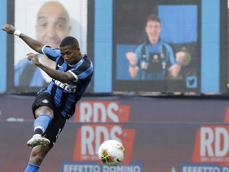 Ashley Young volleyed Inter ahead in the 6-0 thrashing of Brescia at the San Siro Stadium.