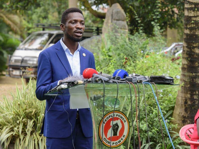 Uganda's electoral commission says President Yoweri Museveni leads Bobi Wine (pictured) in counting.