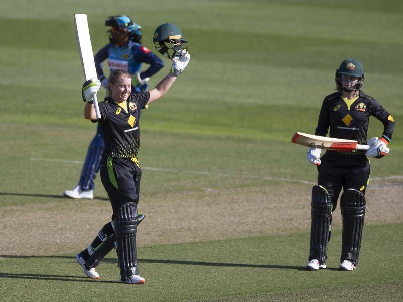 Australia's Alyssa Healy struck a T20 world record unbeaten 148 off just 61 balls against Sri Lanka.
