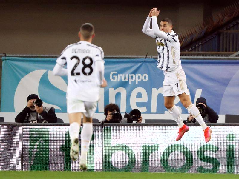 Cristiano Ronaldo celebrates another goal for Juventus, this time in their Serie A draw at Verona.