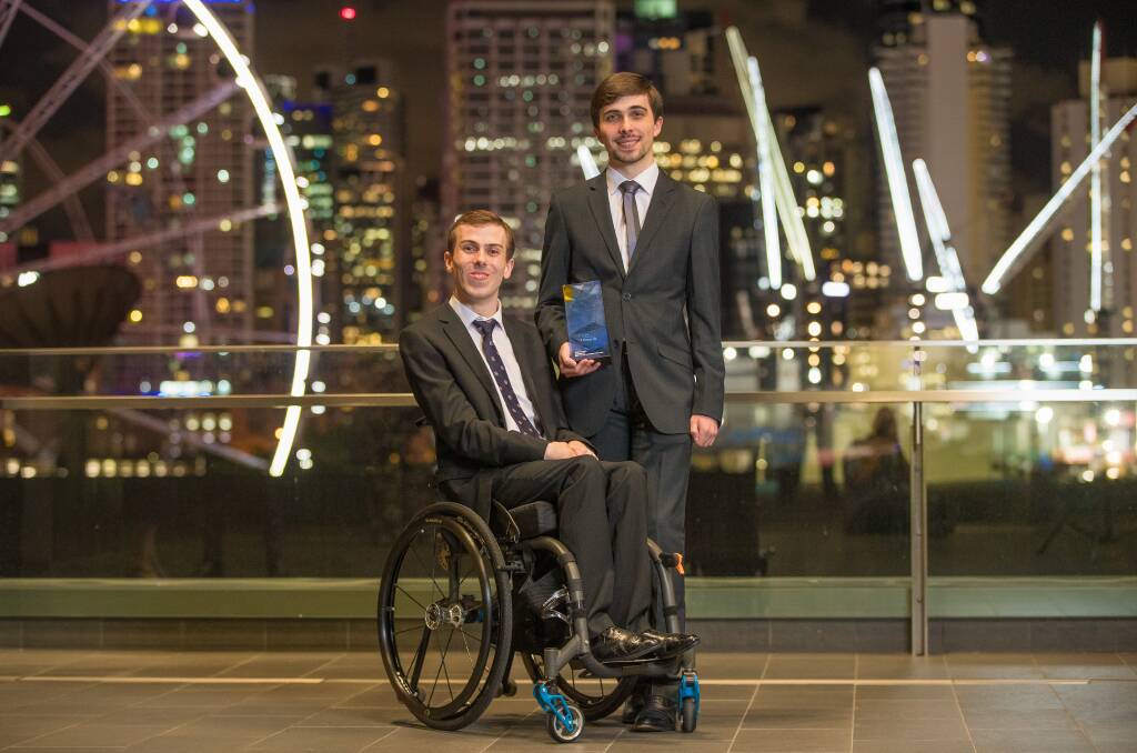 Daniel and William Clarke with their Queensland award. Picture: supplied by australianoftheyear.org.au