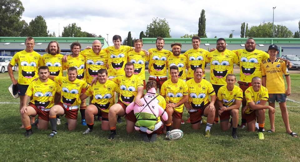 Cartoon character: The Kempsey Cannonballs took to the field in a unique SpongeBob SquarePants playing kit. Photo: Supplied.