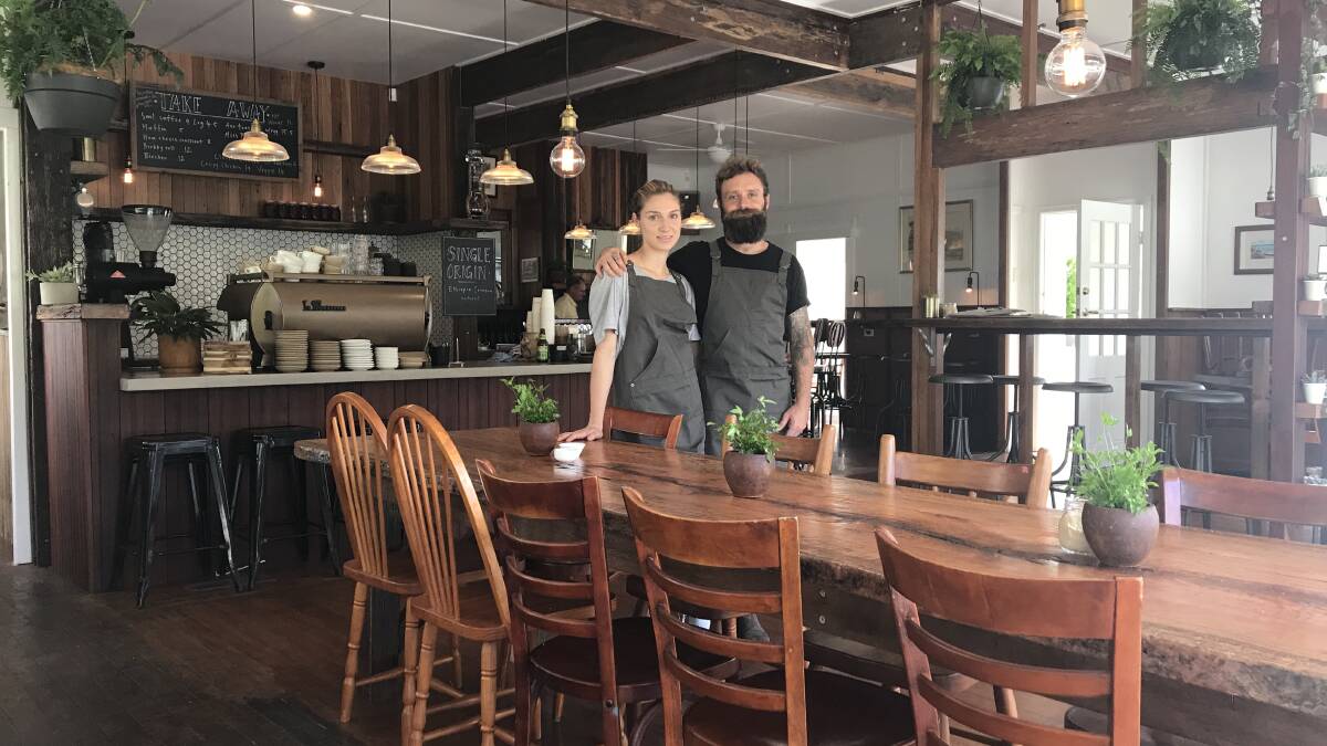 Fresh fit out: Tash Olynick and Dano Clucas inside the old Tea and Treasures building, now called Bandwagon. Photo: Matt Attard