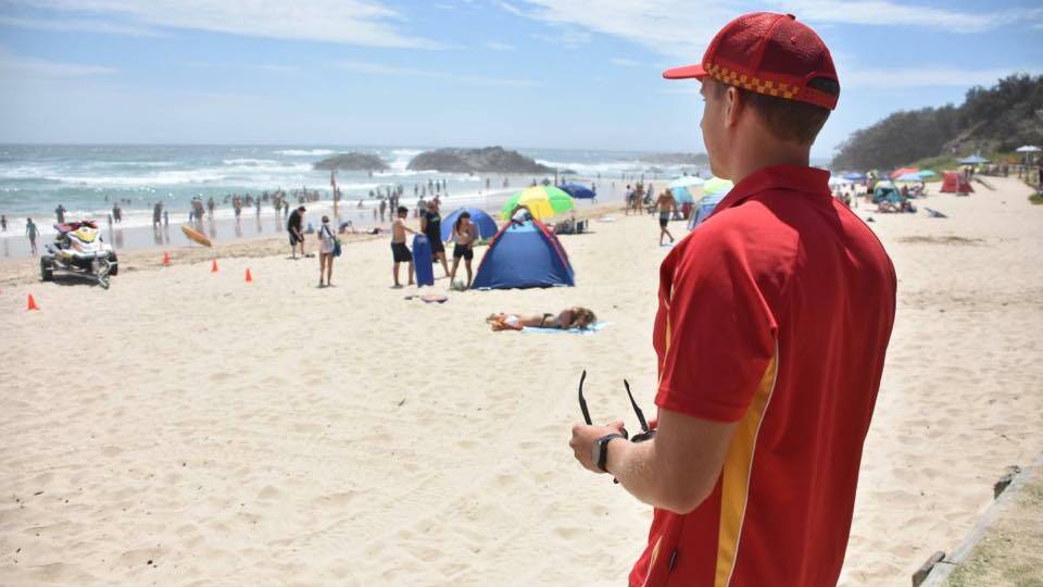 Busy week: Head lifeguard James Turnham keeps a close eye on Town Beach.