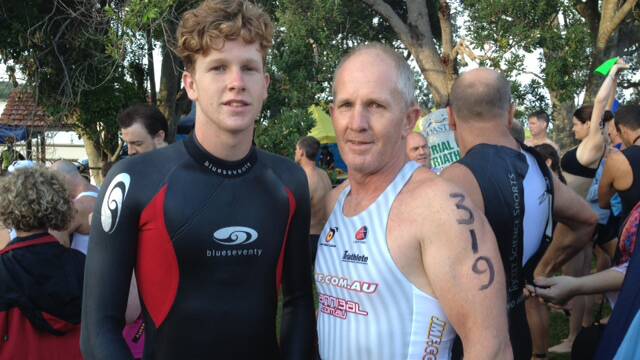 Jackson and Phil Carey - the father and son duo will be competing in this Sunday's Ironman triathlon in Port Macquarie.